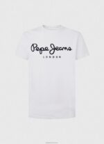 ⁦גברים 4N8XB1002 Pepe Jeans לבן חולצת טריקו מכותנה עם שרוולים קצרים⁩ – תמונה ⁦5⁩