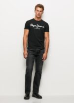 ⁦גברים 4N8XB1003 Pepe Jeans שָׁחוֹר חולצת טריקו מכותנה עם שרוולים קצרים⁩ – תמונה ⁦2⁩