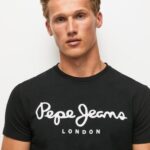 גברים 4N8XB1003 Pepe Jeans שָׁחוֹר חולצת טריקו מכותנה עם שרוולים קצרים