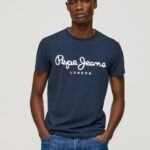 גברים 4N8XB1005 Pepe Jeans חיל הים חולצת טריקו מכותנה עם שרוולים קצרים
