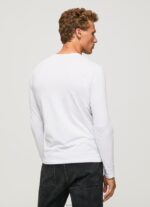⁦גברים 4N8XB1007 Pepe Jeans לבן חולצת כותנה עם שרוולים ארוכים⁩ – תמונה ⁦4⁩