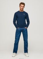 ⁦גברים 4N8XB1009 Pepe Jeans חיל הים חולצת כותנה עם שרוולים ארוכים⁩ – תמונה ⁦2⁩