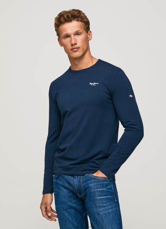d792d791d7a8d799d79d_4n8xb1009_pepe_jeans_d797d799d79c_d794d799d79d_d797d795d79cd7a6d7aa_d79bd795d7aad7a0d794_d7a2d79d_d7a9d7a8d7.jpg גברים 4N8XB1009 Pepe Jeans חיל הים חולצת כותנה עם שרוולים ארוכים – תמונה 1