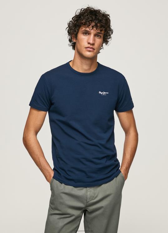 d792d791d7a8d799d79d_4n8xb1010_pepe_jeans_d797d799d79c_d794d799d79d_d797d795d79cd7a6d7aa_d798d7a8d799d7a7d795_d79bd795d7aad7a0d7.jpg גברים 4N8XB1010 Pepe Jeans חיל הים חולצת טריקו כותנה לוגו מודפס – תמונה 1