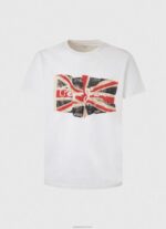 ⁦גברים 4N8XB1014 Pepe Jeans לבן לוגו דגל n חולצת דגל מנופפת⁩ – תמונה ⁦5⁩