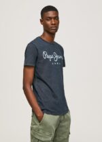 ⁦גברים 4N8XB1015 Pepe Jeans אִינדִיגוֹ חולצת טריקו עם לוגו מודפס של essentialenim⁩ – תמונה ⁦3⁩