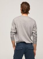 ⁦גברים 4N8XB1017 Pepe Jeans חוואר אפור חולצת טריקו כותנה לוגו מודפס⁩ – תמונה ⁦3⁩