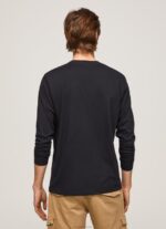 ⁦גברים 4N8XB1019 Pepe Jeans שָׁחוֹר חולצת טריקו כותנה לוגו מודפס⁩ – תמונה ⁦3⁩