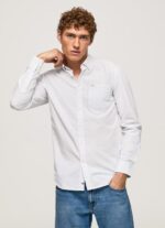 גברים 4N8XB1028 Pepe Jeans כחול אקונומיקה חולצת פופלין בגזרה דקיקה של לארי