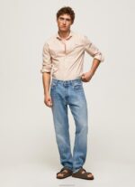גברים 4N8XB1053 Pepe Jeans צבע קרם חולצת פופלין של לוקוס בגזרה קלה