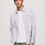 גברים 4N8XB1065 Pepe Jeans סטודיו אדום lister fil-a-fil חולצת slim fit