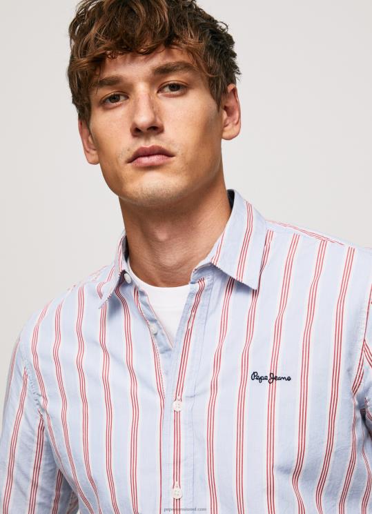 ⁦גברים 4N8XB1065 Pepe Jeans סטודיו אדום lister fil-a-fil חולצת slim fit⁩ – תמונה ⁦3⁩