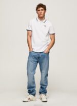 ⁦גברים 4N8XB1090 Pepe Jeans לבן חולצת פולו פיקה מכותנה גזורה⁩ – תמונה ⁦2⁩