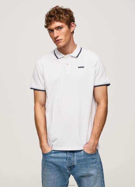 d792d791d7a8d799d79d_4n8xb1090_pepe_jeans_d79cd791d79f_d797d795d79cd7a6d7aa_d7a4d795d79cd795_d7a4d799d7a7d794_d79ed79bd795d7aad7.jpg גברים 4N8XB1090 Pepe Jeans לבן חולצת פולו פיקה מכותנה גזורה – תמונה 1