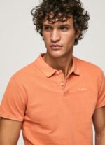 גברים 4N8XB1095 Pepe Jeans תפוז דלעת חולצת פולו פיקה עם לוגו רקום