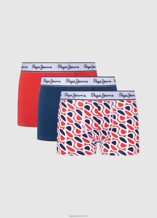 ⁦גברים 4N8XB1154 Pepe Jeans סטודיו אדום p print tk בוקסר 3 חבילות⁩ – תמונה ⁦1⁩