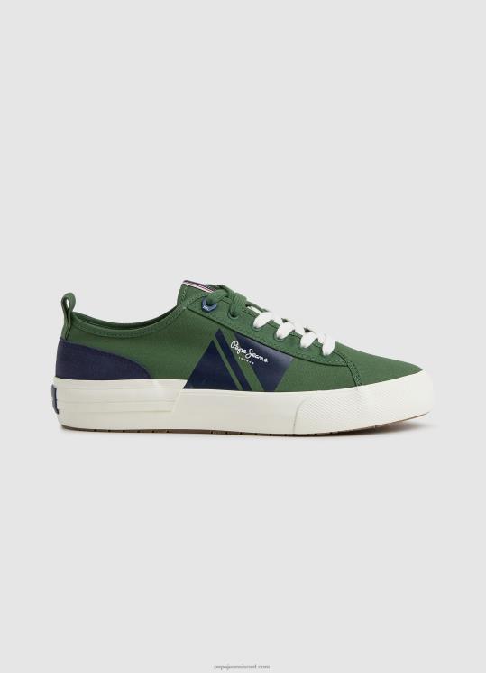 d792d791d7a8d799d79d_4n8xb1205_pepe_jeans_d796d799d7aa_d7a6d791d790d799_d7a0d7a2d79cd799_d7a1d7a4d795d7a8d798_d79ed792d795d7a4d7.jpg גברים 4N8XB1205 Pepe Jeans זית צבאי נעלי ספורט מגופרות בדגל אלן – תמונה 1