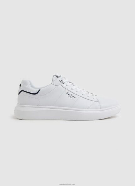 גברים 4N8XB1208 Pepe Jeans לבן נעלי ספורט מעור חלק של eaton