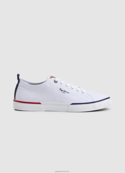 גברים 4N8XB1244 Pepe Jeans לבן נעלי ספורט בסיסיות חכמות של Kenton