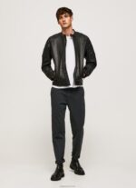 ⁦גברים 4N8XB835 Pepe Jeans שָׁחוֹר מעיל אופנוענים מעור טלה⁩ – תמונה ⁦2⁩