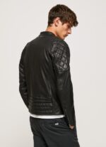 ⁦גברים 4N8XB835 Pepe Jeans שָׁחוֹר מעיל אופנוענים מעור טלה⁩ – תמונה ⁦5⁩