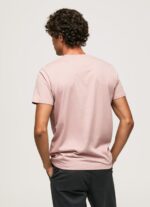 ⁦גברים 4N8XB917 Pepe Jeans ורוד אקונומיקה חולצת טריקו כותנה לוגו מודפס⁩ – תמונה ⁦4⁩