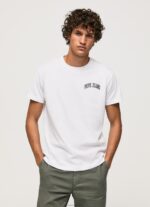 גברים 4N8XB919 Pepe Jeans לבן חולצת טריקו מכותנה עם לוגו בצפיפות גבוהה
