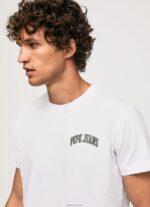 ⁦גברים 4N8XB919 Pepe Jeans לבן חולצת טריקו מכותנה עם לוגו בצפיפות גבוהה⁩ – תמונה ⁦3⁩