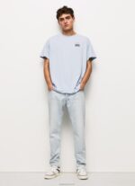 ⁦גברים 4N8XB924 Pepe Jeans כחול אקונומיקה חולצת טי כותנה עם לוגו משנת 1973⁩ – תמונה ⁦2⁩