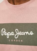 ⁦גברים 4N8XB926 Pepe Jeans ורוד אקונומיקה חולצת טריקו מכותנה לוגו רקום⁩ – תמונה ⁦4⁩