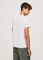⁦גברים 4N8XB930 Pepe Jeans לבן חולצת טריקו מכותנה עם לוגו מברשות⁩ – תמונה ⁦4⁩