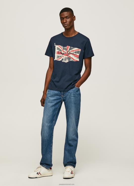 ⁦גברים 4N8XB935 Pepe Jeans dulwich לוגו דגל n חולצת דגל מנופפת⁩ – תמונה ⁦2⁩