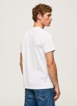 ⁦גברים 4N8XB952 Pepe Jeans לבן חולצת טריקו מכותנה עם לוגו מברשות⁩ – תמונה ⁦4⁩