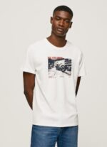 ⁦גברים 4N8XB955 Pepe Jeans לבן חולצה בהדפס תמונות⁩ – תמונה ⁦3⁩