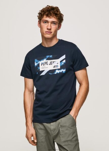 גברים 4N8XB956 Pepe Jeans dulwich חולצת כותנה בהדפס דגלים