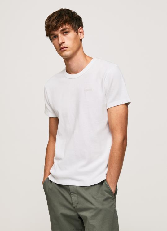 d792d791d7a8d799d79d_4n8xb960_pepe_jeans_d79cd791d79f_d797d795d79cd7a6d7aa_d798d7a8d799d7a7d795_d79ed79bd795d7aad7a0d794_d7a1d7a.jpg גברים 4N8XB960 Pepe Jeans לבן חולצת טריקו מכותנה סרוגת וופל – תמונה 1
