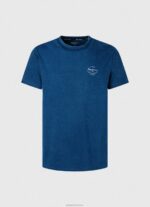 ⁦גברים 4N8XB968 Pepe Jeans אִינדִיגוֹ חולצת טריקו כותנה לוגו מודפס⁩ – תמונה ⁦5⁩