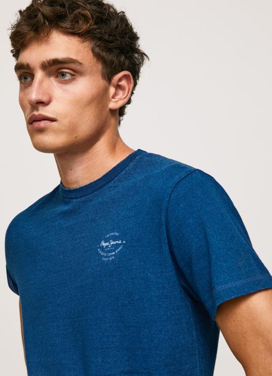 d792d791d7a8d799d79d_4n8xb968_pepe_jeans_d790d6b4d799d7a0d793d6b4d799d792d795d6b9_d797d795d79cd7a6d7aa_d798d7a8d799d7a7d795_d79b.jpg גברים 4N8XB968 Pepe Jeans אִינדִיגוֹ חולצת טריקו כותנה לוגו מודפס – תמונה 1