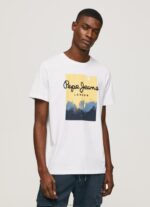 ⁦גברים 4N8XB974 Pepe Jeans לבן חולצה בהדפס לוגו⁩ – תמונה ⁦3⁩