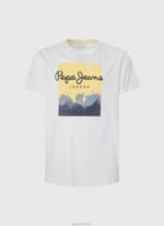 ⁦גברים 4N8XB974 Pepe Jeans לבן חולצה בהדפס לוגו⁩ – תמונה ⁦5⁩