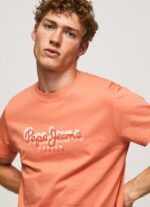 ⁦גברים 4N8XB991 Pepe Jeans תפוז דלעת חולצה בהדפס לוגו⁩ – תמונה ⁦3⁩