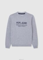⁦יֶלֶד 4N8XB1589 Pepe Jeans חוואר אפור מגשר כותנה עם רוכסן⁩ – תמונה ⁦4⁩