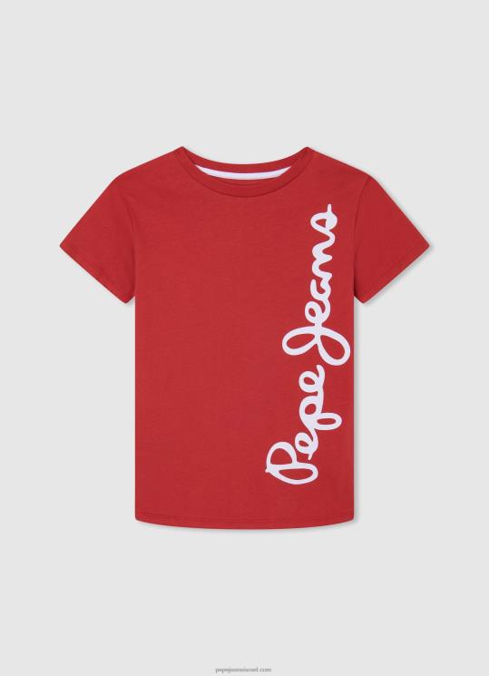 d799d6b6d79cd6b6d793_4n8xb1608_pepe_jeans_d7a1d798d795d793d799d795_d790d793d795d79d_d797d795d79cd7a6d7aa_d798d799_d79bd795d7aad7.jpg יֶלֶד 4N8XB1608 Pepe Jeans סטודיו אדום חולצת טי כותנה לוגו אנכי – תמונה 1