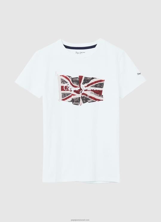 d799d6b6d79cd6b6d793_4n8xb1609_pepe_jeans_d79cd791d79f_d797d795d79cd7a6d7aa_d793d792d79c_d795d79cd795d792d795.jpg יֶלֶד 4N8XB1609 Pepe Jeans לבן חולצת דגל ולוגו – תמונה 1