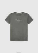 ⁦יֶלֶד 4N8XB1615 Pepe Jeans שֶׁנהָב חולצת טי עם לוגו בלויה⁩ – תמונה ⁦5⁩
