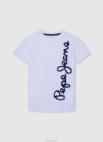 יֶלֶד 4N8XB1618 Pepe Jeans לבן חולצת טי כותנה לוגו אנכי