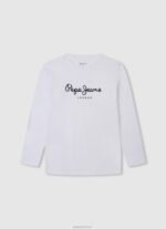 ⁦יֶלֶד 4N8XB1620 Pepe Jeans צבע קרם חולצה בהדפס לוגו⁩ – תמונה ⁦3⁩