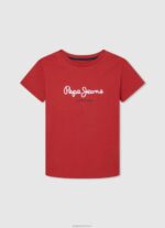 ⁦יֶלֶד 4N8XB1628 Pepe Jeans כחול אקונומיקה חולצת טי כותנה לוגו אנכי⁩ – תמונה ⁦5⁩