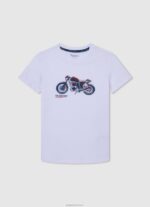 ⁦יֶלֶד 4N8XB1645 Pepe Jeans צבע קרם חולצת כותנה בהדפס פסים⁩ – תמונה ⁦3⁩