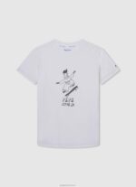 ⁦יֶלֶד 4N8XB1654 Pepe Jeans לבן חולצת כותנה לתא טלפון⁩ – תמונה ⁦3⁩